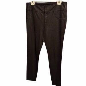 INC International Concepts size 12 brown zip front coated pants leather look